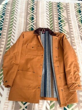 Wrangler Canvas Work Jacket in Camel with Corduroy Collar